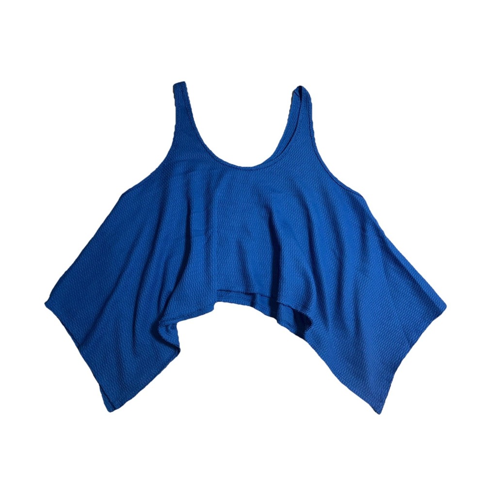Free People Sing La La Tank Top XS Blue Handkerchief Hem Trapeze Cut‎ Boho Beach